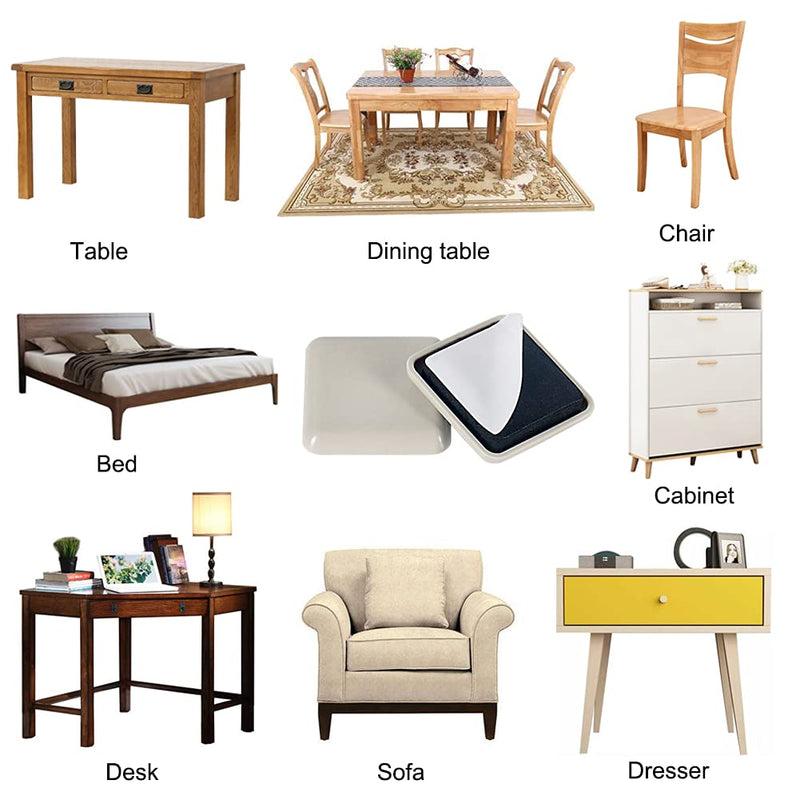 [AUSTRALIA] - GINOYA Stick Furniture Sliders, 16pcs Square Furniture Glides for Easy Moving on Carpet Hardwood (Beige) 1-3/5 inches, Square Beige