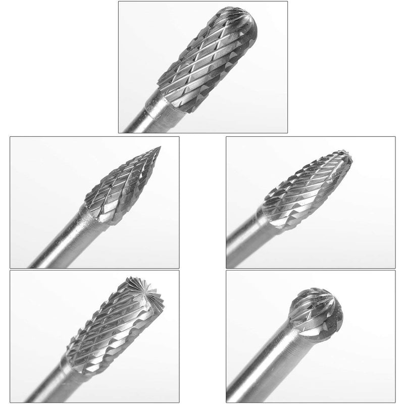 1 Set 6X8MM Head Tungsten Carbide Rotary Burr Set Die Grinder Bit 1/4-Inch Shank Grinder Drill Rotary Burrs Cutting Burs Metal Polishing - LeoForward Australia