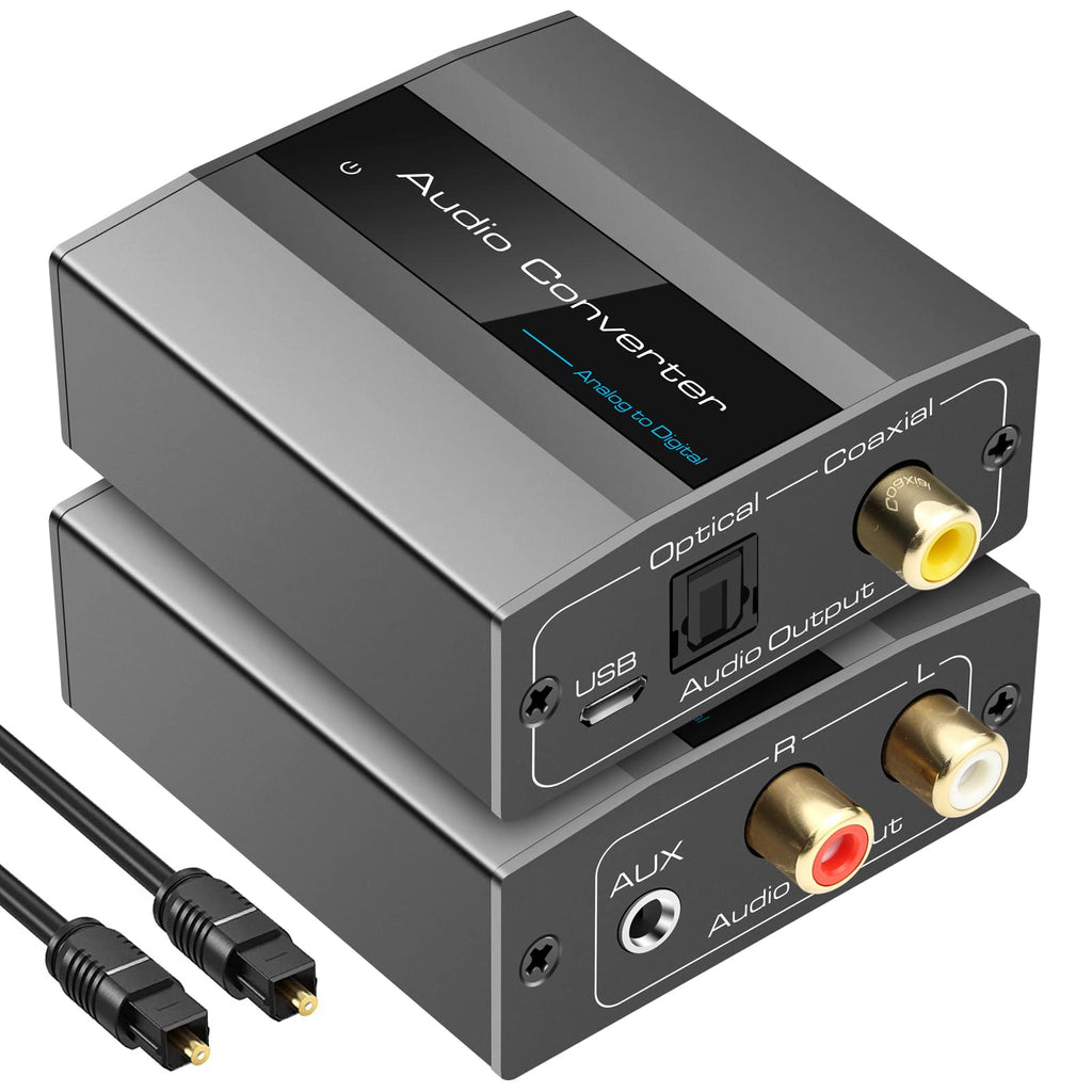  [AUSTRALIA] - Analog to Digital Audio Converter RCA R/L to Optical with Optical Cable 3.5mmAUX Jack to Digital Toslink and Coaxial Audio Adapter for Soundbar