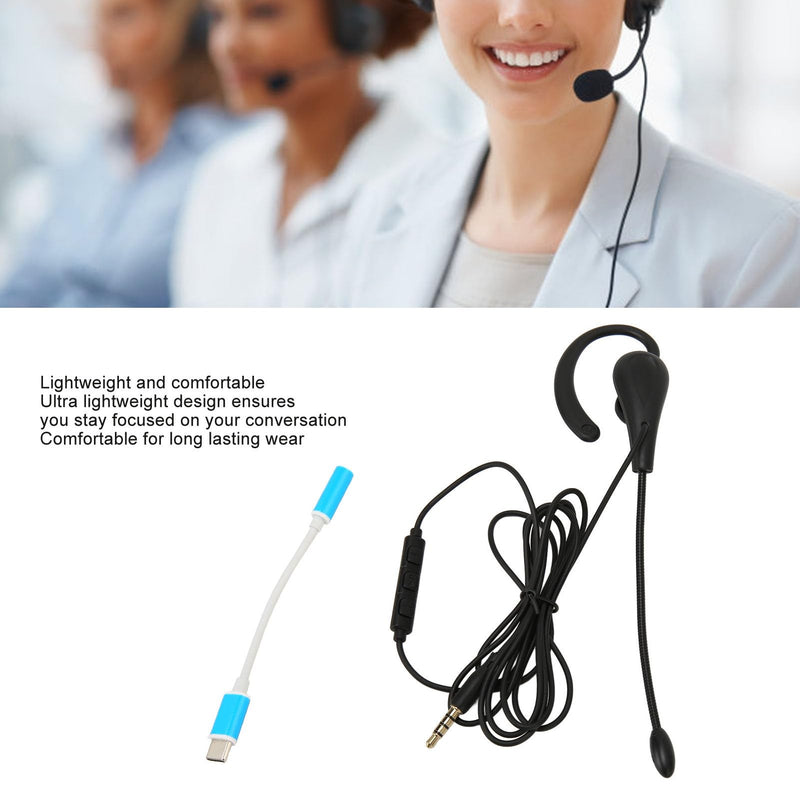  [AUSTRALIA] - Single Ear Headset with Microphone, Wired One Ear Earphone, Noise Cancelling Lightweight Headset for Call Center Office (Type-C) Type-C