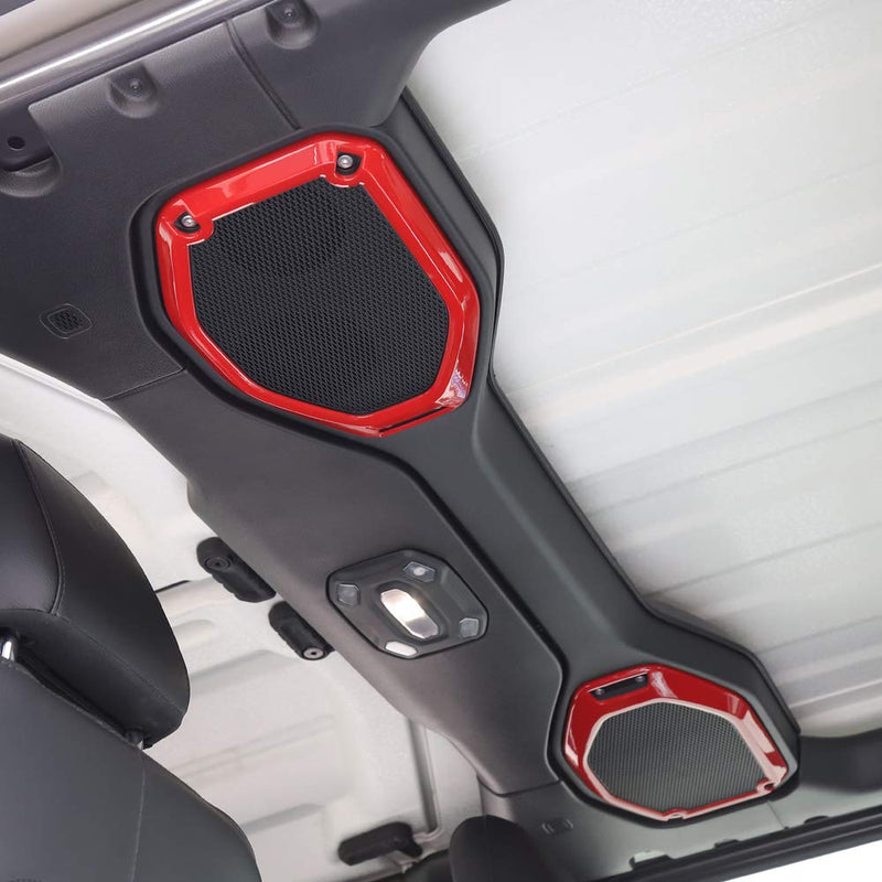  [AUSTRALIA] - RT-TCZ Car Inner Top Roof Speaker Cover Trim Decor Ring for 2018 2019 2020 Jeep Wrangler JL JLU & 2020 Jeep Gladiator JT, for Jeep JL Interior Accessories(Red)