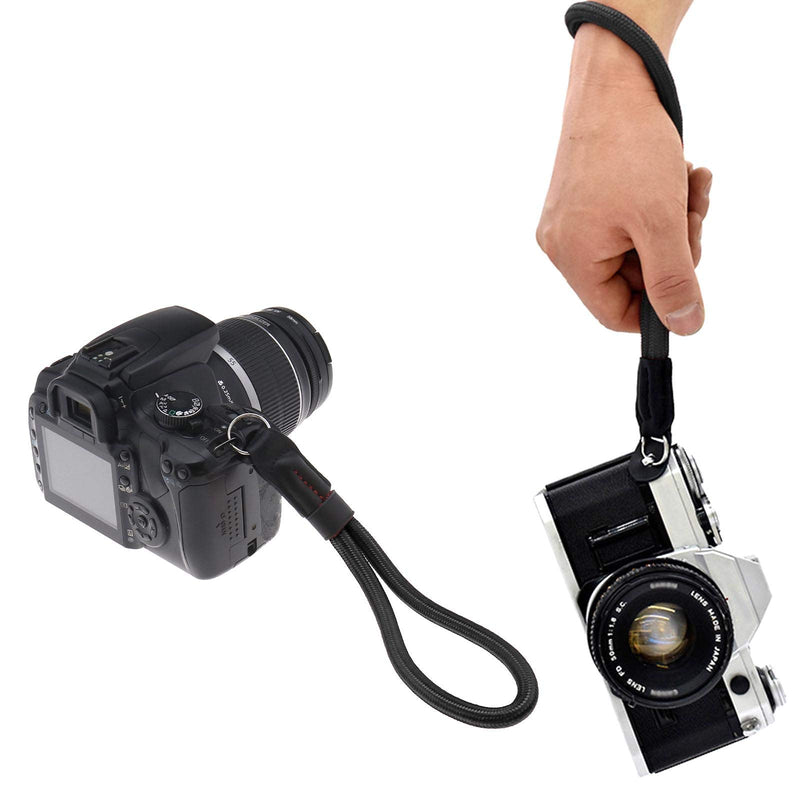  [AUSTRALIA] - Anti-scratch Wrist Strap, Soft Comfortable Cotton Core Cord Lanyard for DSLR Camera (Black)