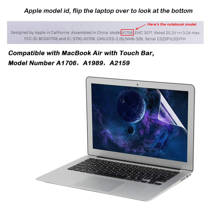Full Protection Kit Compatible with 13 inch New MacBook Pro with Touch Bar, SourceTon Keyboard Cover, Screen Protector, Trackpad Protector, w/ Free Cleaning Cloths (Model Number A1706，A1989，A2159) - LeoForward Australia