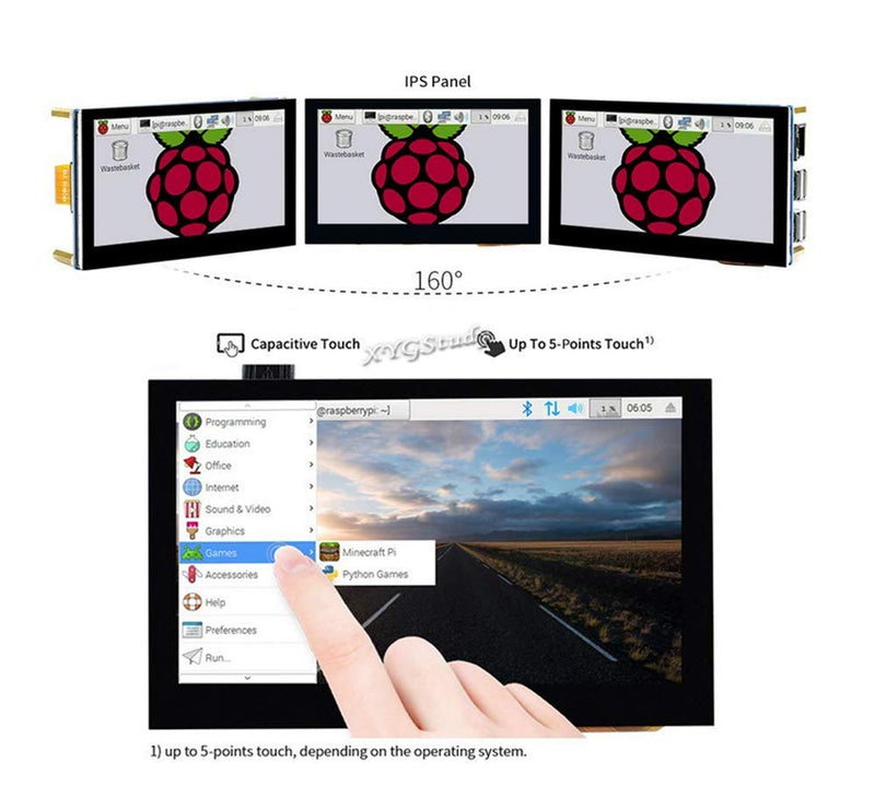  [AUSTRALIA] - 4.3 inch Raspberry Pi IPS LCD Capacitive Touch Display Screen 800×480 4.3inch IPS Wide Angle MIPI DSI Interface for Raspberry Pi 4 3 2 Model B B+ A+ Raspbian Retropie Ubuntu Driver Free @XYGStudy