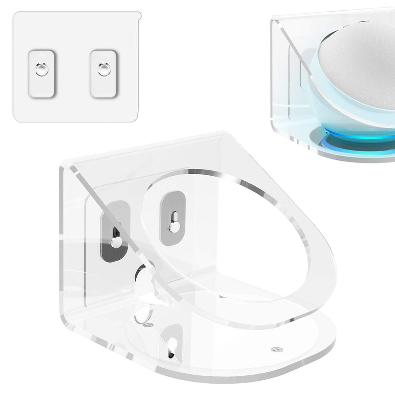  [AUSTRALIA] - Geekria Acrylic Wall Mount Compatible with Echo Dot 4th, 5th Gen with an LED Clock and Alexa, All-New 2022 Echo Dot 5th Gen Smart Speaker, Speaker Stand Stable Guard Holder (Clear)