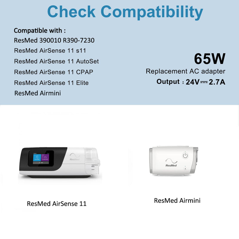  [AUSTRALIA] - 65W 24V power supply charger for ResMed AirSense 11 ResMed AirMini Air11 65W 39205 E1399 ResMed 390010 R390-7230 Resmed CPAP ResMed Travel Adapter DC 11-25V