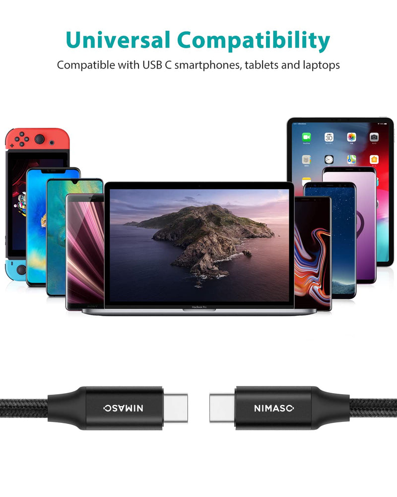  [AUSTRALIA] - USB C to USB C 3.1 Gen 2 Cable 10Gbps Data Transfer, NIMASO 4K Video Output Monitor Cable 100W PD Fast Charging Compatible with Thunderbolt 3, MacBook Pro, iPad Pro, Galaxy S21, Google Pixel - 3.3FT 1m / 3.3ft Black