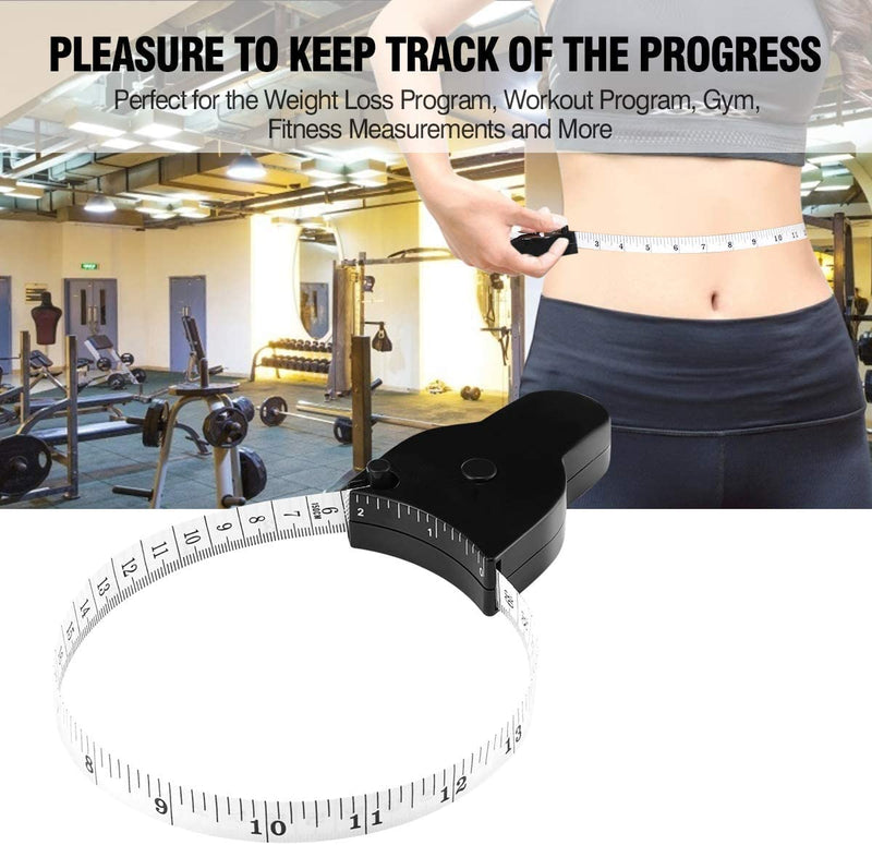  [AUSTRALIA] - Automatic Telescopic Tape Measure, Body Measure Tape 60 inch (150cm), Self-Tightening Retractable Measuring Tape for Body Accurate Way to Track Weight Loss Muscle Gain by One Hand, 3 Piece Black