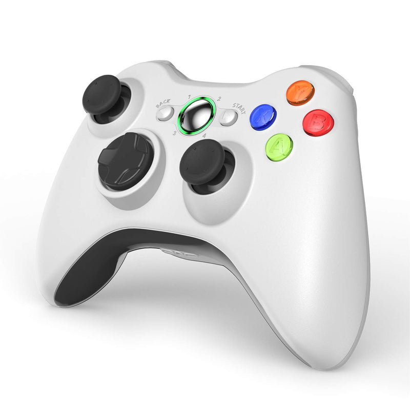 [AUSTRALIA] - VOYEE Wireless Controller Compatible with Microsoft Xbox 360 & Slim/PC Windows 10/8/7, with Upgraded Joystick/Double Shock (White) White