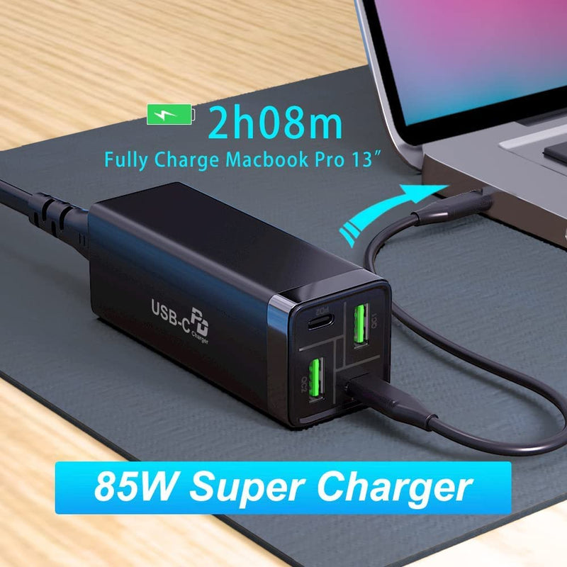  [AUSTRALIA] - 85W USB C Charger, URVNS GaN Tech PD 65W PPS 33W QC 18W Fast Charger Desktop USB-C Charging Station for iPhone 13 12 Pro Max, Samsung Galaxy, MacBook Pro Air, iPad and More