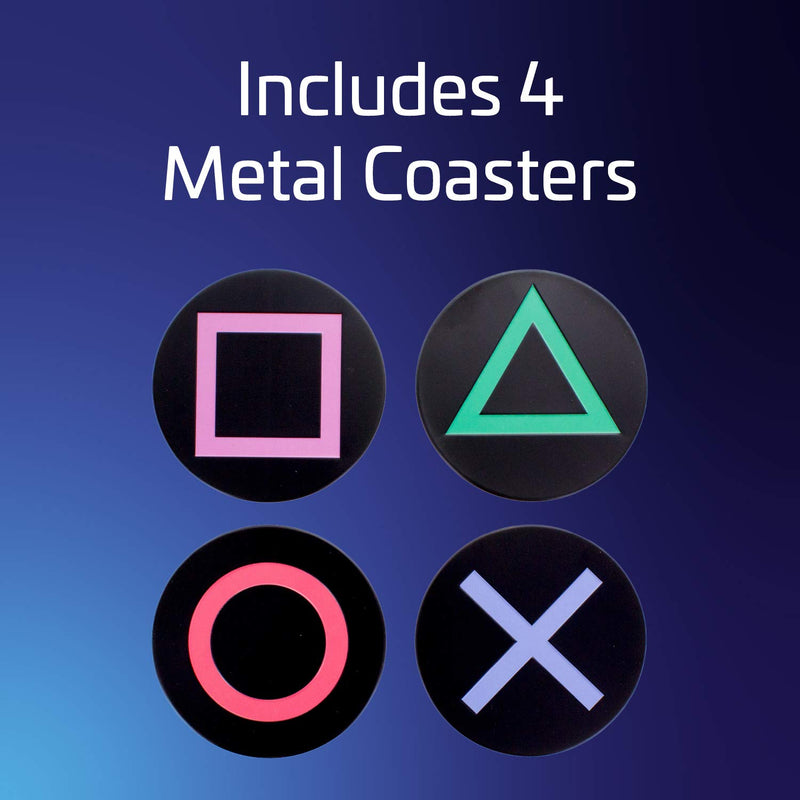  [AUSTRALIA] - Paladone Playstation Metal Drink Coasters, Set of Four Coasters