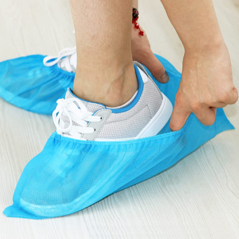  [AUSTRALIA] - Bonnorth Shoe Covers Disposable Recyclable, 100 Pack(50 pairs) Non-Toxic 100% Virgin Fabric, Durable Shoes Covers for Indoor Home Floors Carpet, Shoes Protector Covers (Light Blue 15.7 X 5 inch) light blue