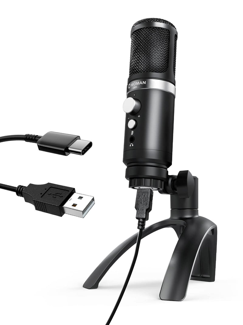  [AUSTRALIA] - Microphone with Support, Moman EM1 Microphone USB PC with Mic Stand Support