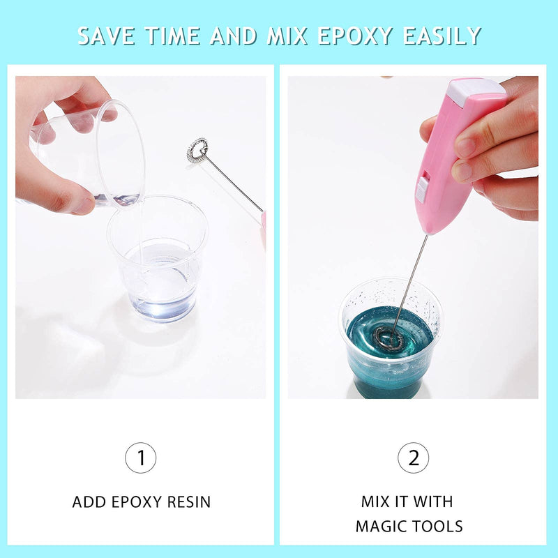  [AUSTRALIA] - 3 Pieces Epoxy Resin Stirrer Handheld Battery Operated Epoxy Mixing Stick Electric Tumbler Mixer Blender with Stainless Steel for Crafts Tumbler, Making DIY Glitter Tumbler Cups (Blue, White, Black) Pink, Blue, Black