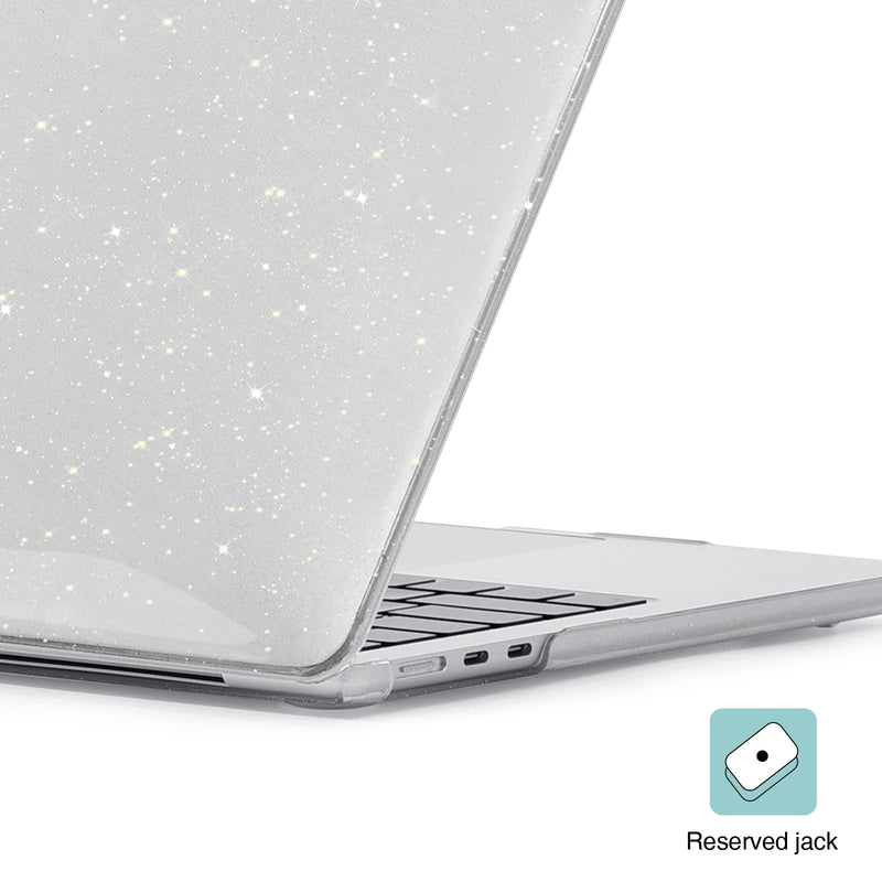  [AUSTRALIA] - EooCoo Compatible with New MacBook Air 15 inch Case 2023 Release A2941 M2 Chip Liquid Retina Display & Touch ID, Glitter Plastic Hard Shell Case + Keyboard Skin Cover + Screen Protector, Sparkly Clear Glitter Clear
