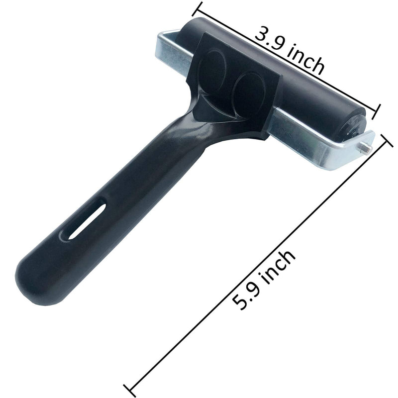  [AUSTRALIA] - Benvo Rubber Brayer 4 inch Rubber Roller for Printmaking, Painting, Applying Glue, Wallpaper, Block Stamping Anti Skid Construction Tools with Hard Rubber Drum(Black, Classic Version)