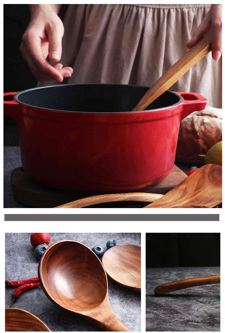  [AUSTRALIA] - Wooden Utensils Set for Kitchen, Messon Handmade Natural Teak Cooking Spoons Wooden Spatula for Nonstick Cookware (7 sets)