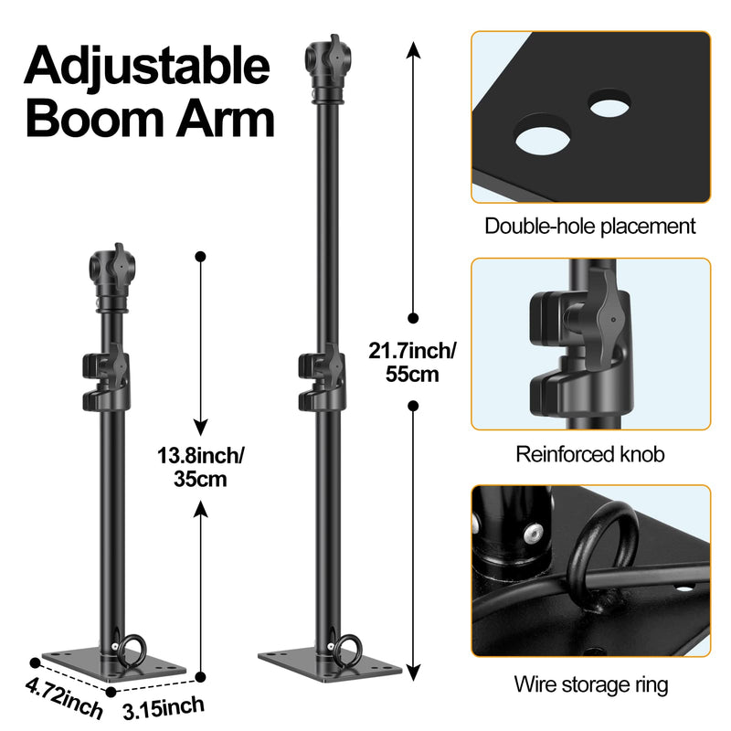  [AUSTRALIA] - EMART Photography Studio Wall Mount with 1/4" to 3/8" Adapter, 22" Camera Ceiling Mount Adjustable Wall Mounting Boom Arm for Photo Video Ring Light, Monolight, Umbrella, Reflector, LED Light - 57cm 22inch/55cm