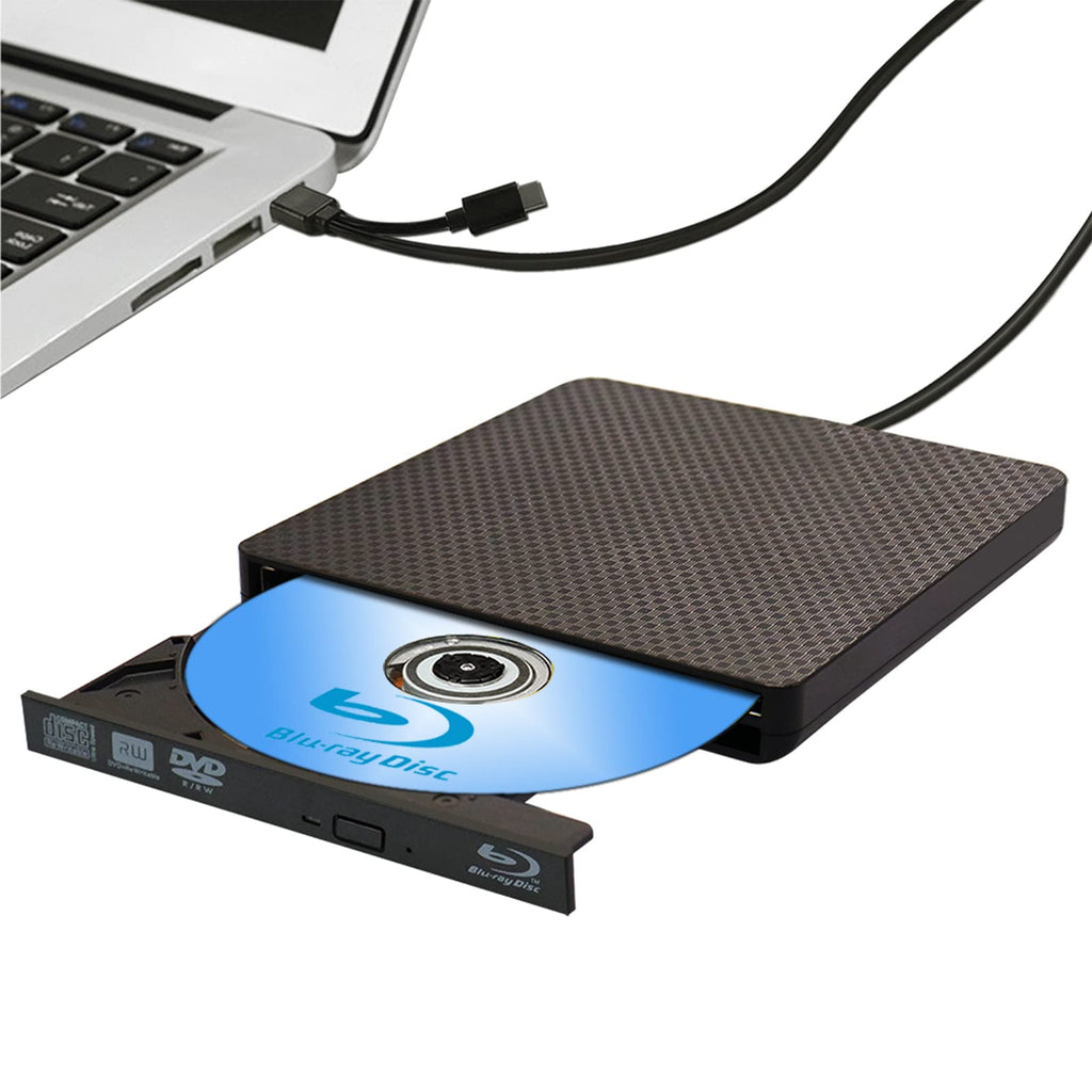  [AUSTRALIA] - External Blu ray Drive DVD/BD Player Read/Write Portable Blu-ray Drive USB 3.0 and Type-C DVD Burner 3D Blu RAL DriveCompatible with/Win7/Win8/Win10 Blu ray Burner Blu-ray version