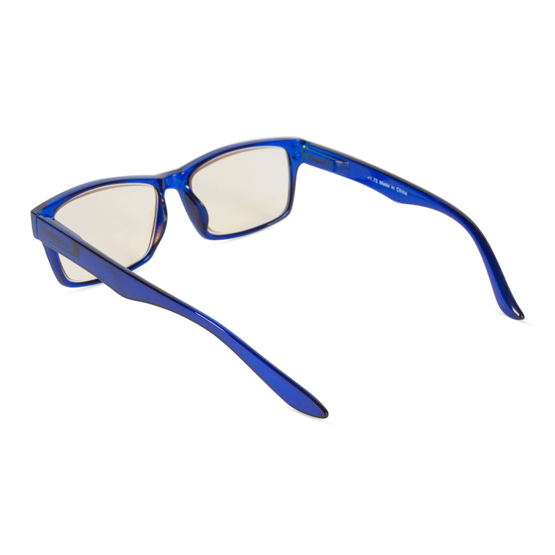  [AUSTRALIA] - Inner Vision Eye Strain Relief Computer Screen Reading Glasses w/Case - Anti Blue Light, Anti Glare, Scratch Resistant, & Spring Hinges - Unisex, (4.0 x Magnification), Blue Cobalt Blue 4.0