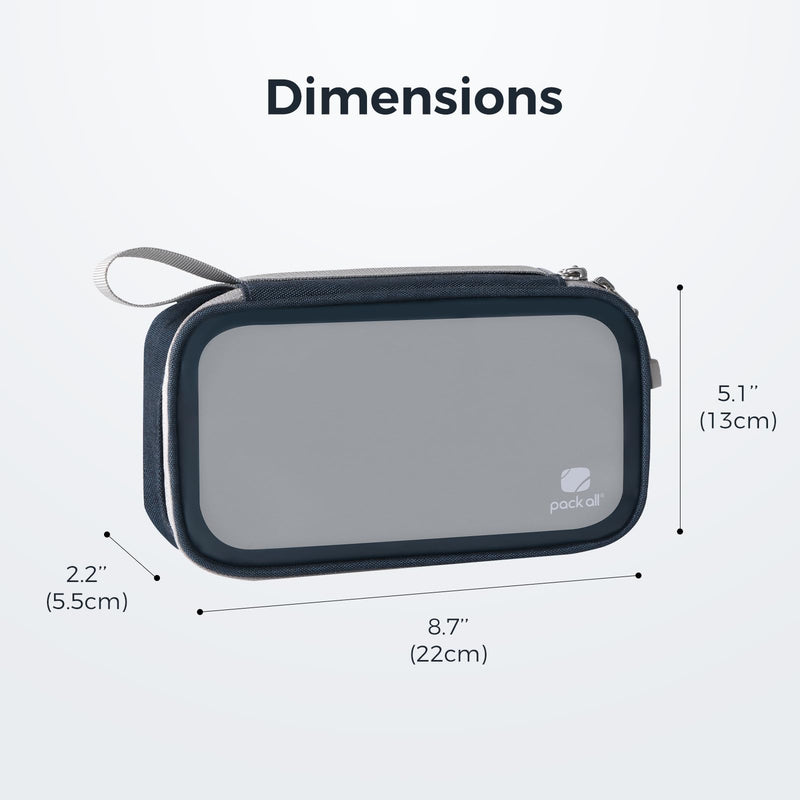  [AUSTRALIA] - pack all Clear Electronic Organizer, TPU Cable Organizer Bag, Compact Cord Travel Organizer for Cables, Chargers, Phones, USB cords, SD Cards (Dark Blue) Dark Blue