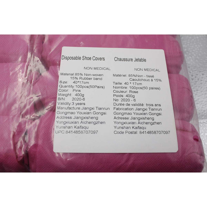  [AUSTRALIA] - Disposable Shoe Covers 100PCS Non-Slip Durable Indoor Boot Overshoes Protector Thicked Non-Woven Shoe Covers for Carpet Floor Protection Construction Offices One Size Fits All (Pink) Pink