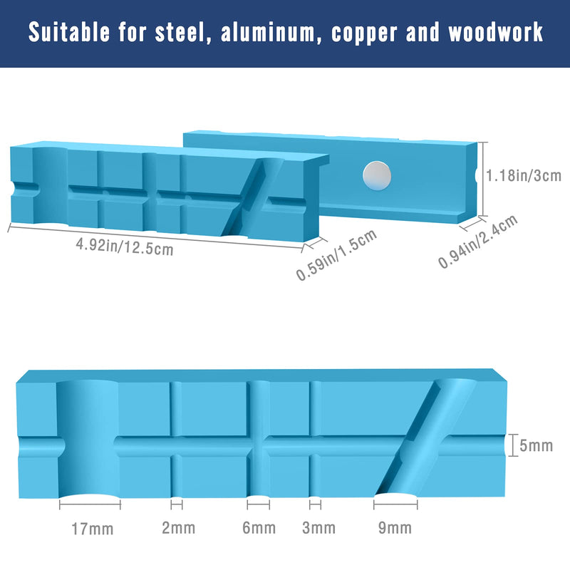  [AUSTRALIA] - Housolution 5 Inch Magnetic Vise Jaw Pads Covers, [2-PACK] Retention Vice Jaw Pads Universal Jaw Covers with Multiple Angle Grooves Design, Vice Soft Jaws for Woodworking, Jewelry Making, Plumbing 5inch