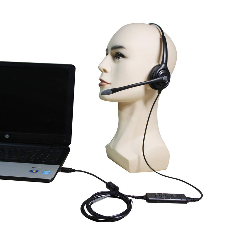  [AUSTRALIA] - USB Headset with Microphone Headphone with Noise Cancelling, Corded Monaural H390 Headset Computer Pro Headphone for Business Skype UC Lync Softphone Call Center OfficeOnline Course etc