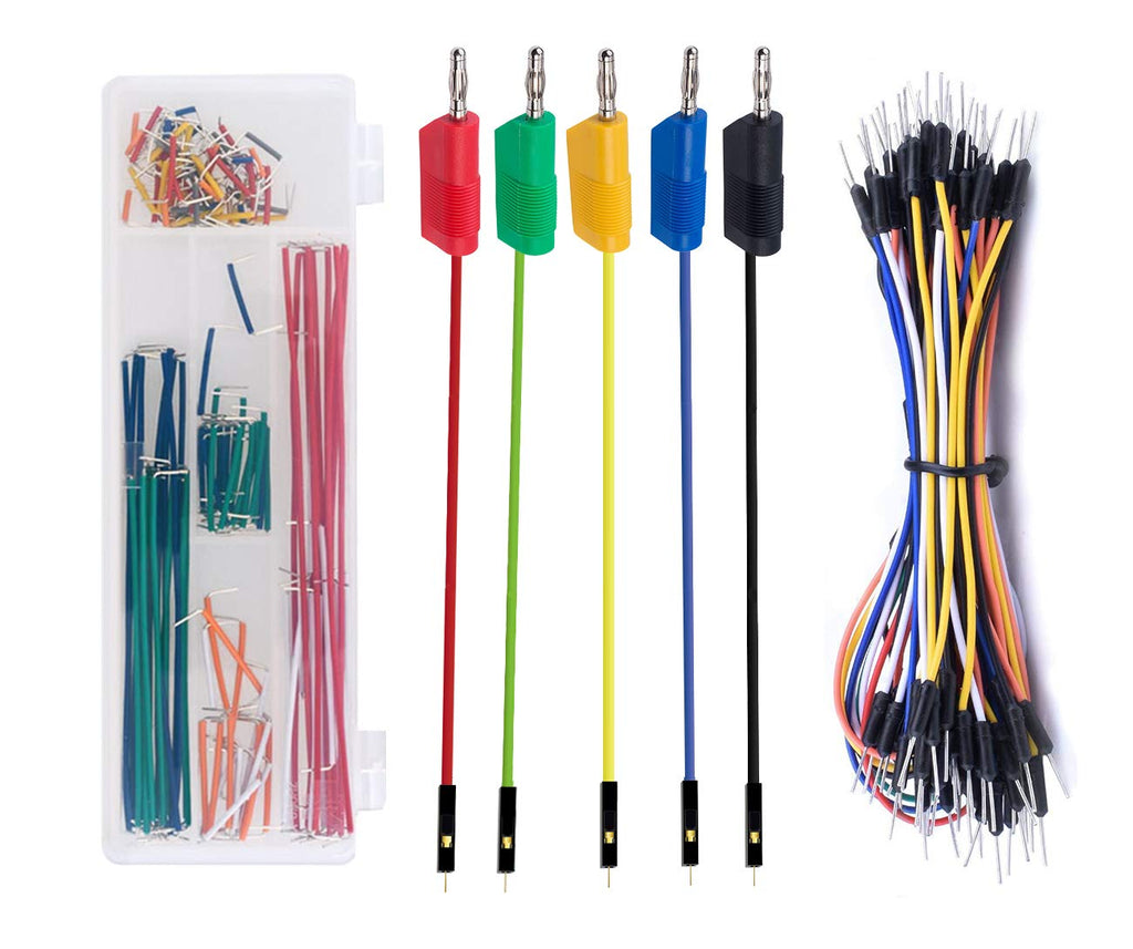  [AUSTRALIA] - Makeronics Solderless Breadboard Jumper kit|5pcs Banana Plug To Jumper Wires + Preformed Soft and Light Box packing+|140 Pack Breadboard Solid Copper Jumper Wires Kit+ 65 pcs Jumper Leads Wires Cables