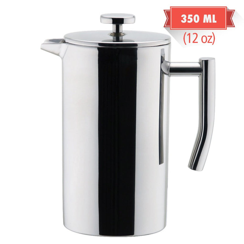 MIRA 12 oz Stainless Steel French Press Coffee Maker | Double Walled Insulated Coffee & Tea Brewer Pot & Maker | Keeps Brewed Coffee or Tea Hot | 350 ml 12 oz (350 ml) French Press - Stainless Steel - LeoForward Australia