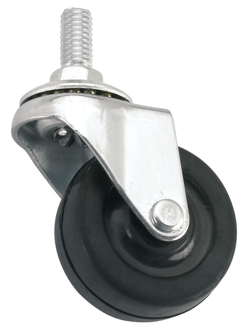  [AUSTRALIA] - TITAN 4402099N Heavy Duty Rubber 2 Inch Caster Wheel with Threaded Stem, Black/Chrome