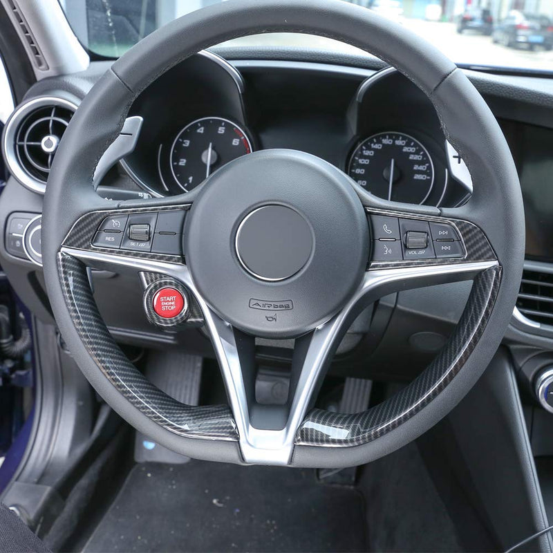  [AUSTRALIA] - YIWANG Car Interior Steering Wheel Button Frame Trim Cover 2pcs For Alfa Romeo Giulia 2016-2019 Auto Accessories (Carbon Fiber) Carbon Fiber