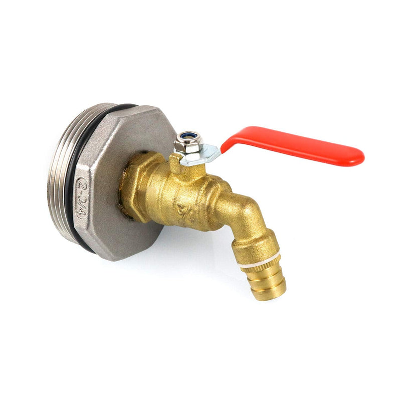  [AUSTRALIA] - QWORK 2" Drum Faucet Brass Barrel Faucet with EPDM Gasket for 55 Gallon Drum 45 degree; Outlet ID 5/8" 1 Pack
