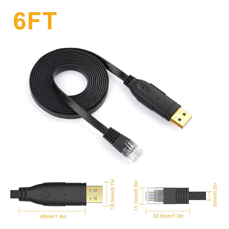  [AUSTRALIA] - CableCreation USB Console Cable 6 FT USB to RJ45 Serial Adapter Compatible with Router/Switch of Cisco, NETGEAR, TP-Link, Linksys, Windows, Linux System, Black