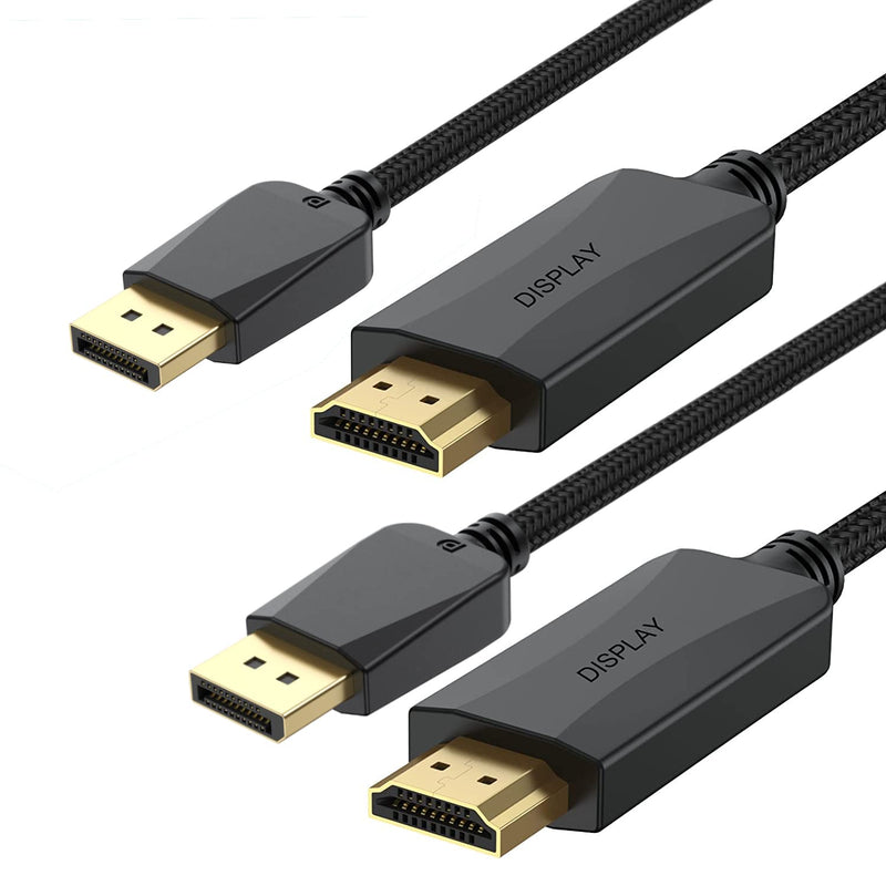  [AUSTRALIA] - DP to HDMI Cable 6ft 2-Pack, UV-CABLE 4K UHD DisplayPort to HDMI HDTV Cable Adapter High Speed Compatible for Dell, HP, Insignia, Samsung, More-6ft