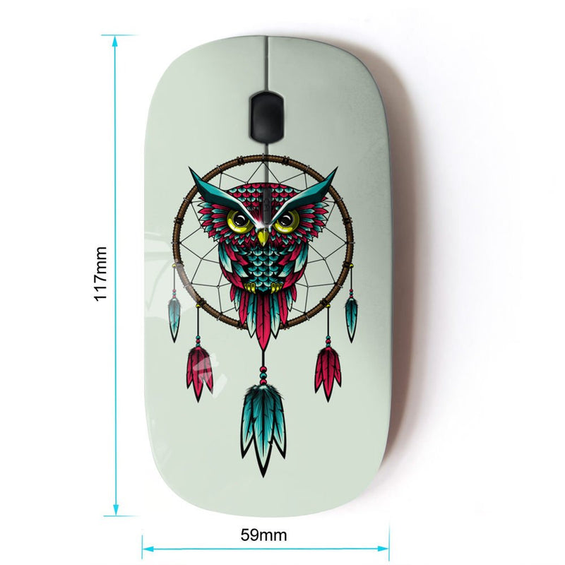 KOOLmouse [ Optical 2.4G Wireless Mouse ] [ Dream Catcher Owl Art Turquoise Red Drawing ] - LeoForward Australia