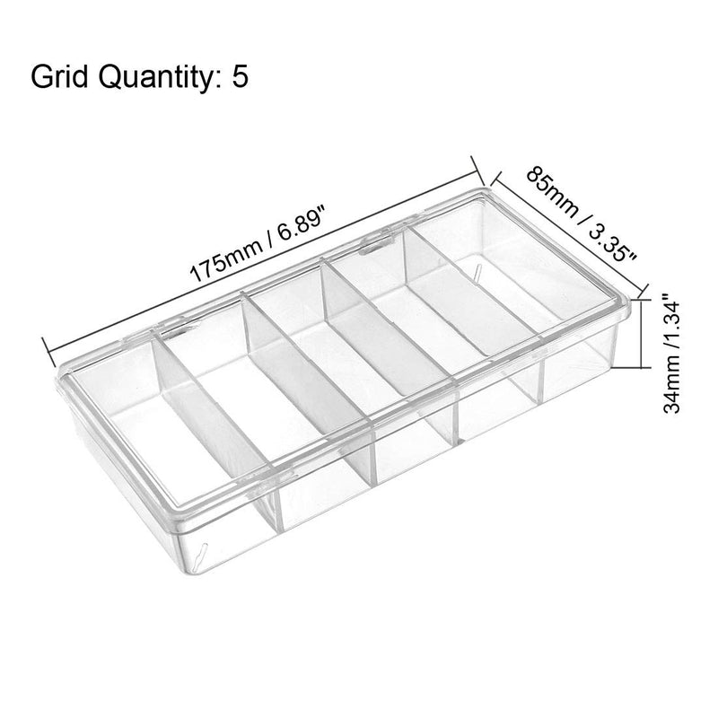  [AUSTRALIA] - uxcell Component Storage Box - PS Fixed 5 Grids Electronic Component Containers Tool Boxes Clear White 175x85x34mm