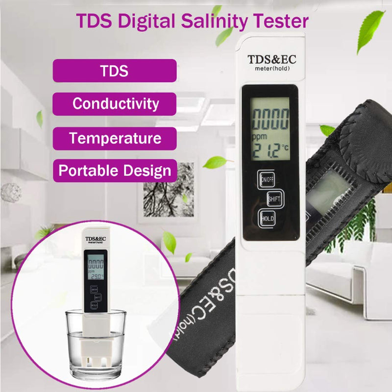 LuoLeiNa Digital Water TDS Meter, Water Quality Digital LCD Pen PPM Tester for Testing Liquid’s ppm with ±2% Accuracy 0-9 990ppm Measurement Range for Hydroponic Nutrient, Drinking Water and Aquarium Tds White - LeoForward Australia