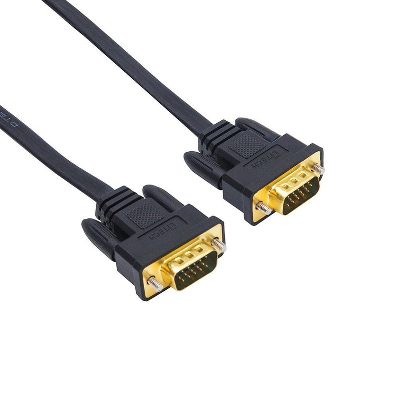  [AUSTRALIA] - DTECH 25ft Ultra Thin Flat Type Computer Monitor VGA Cable Standard 15 Pin Male to Male Connector SVGA Wire 25 Feet - Black