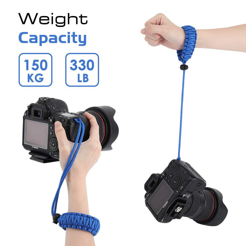  [AUSTRALIA] - MoKo Universal Paracord [2 Pack], Nylon Braided Adjustable Camera Hand Grip Strap for Video Camcorder, Binoculars and Nikon/Canon/Sony/Minolta/Panasonic/SLR/DSLR Digital Cameras, Black & Blue