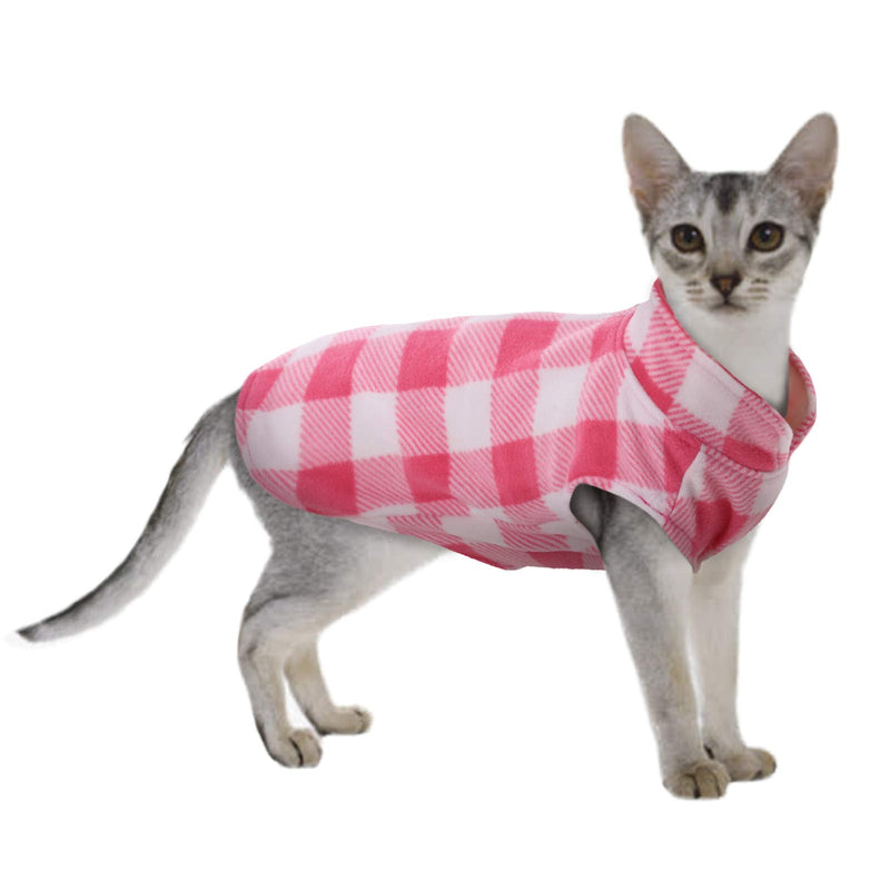 Kuoser Stretch Dog Fleece Vest, Soft Classic Plaid Basic Dog Sweater for Small Dogs & Cats, Warm Dogs Shirt Pullover Dog Coat Jacket Winter Dog Clothes for Teddy Chihuahua Yorkshire with Leash Hole XX-Small Pink Plaid - LeoForward Australia