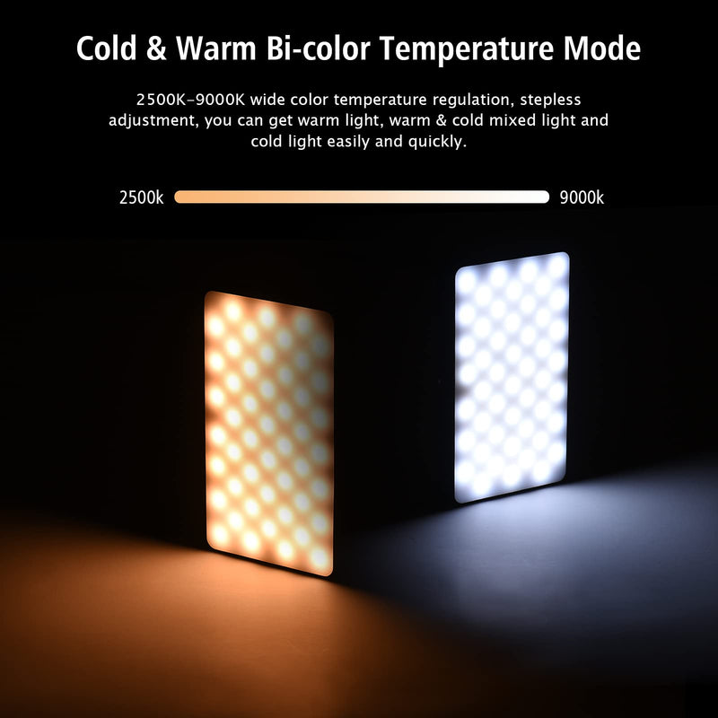  [AUSTRALIA] - Andoer W140 RGB Lume Cube LED Video Light Rechargeable Photography Fill Light CRI95+ 2500K-9000K Dimmable 20 Lighting Effects with LCD Display Cold Shoe Adapter for Video Conference Product Shooting