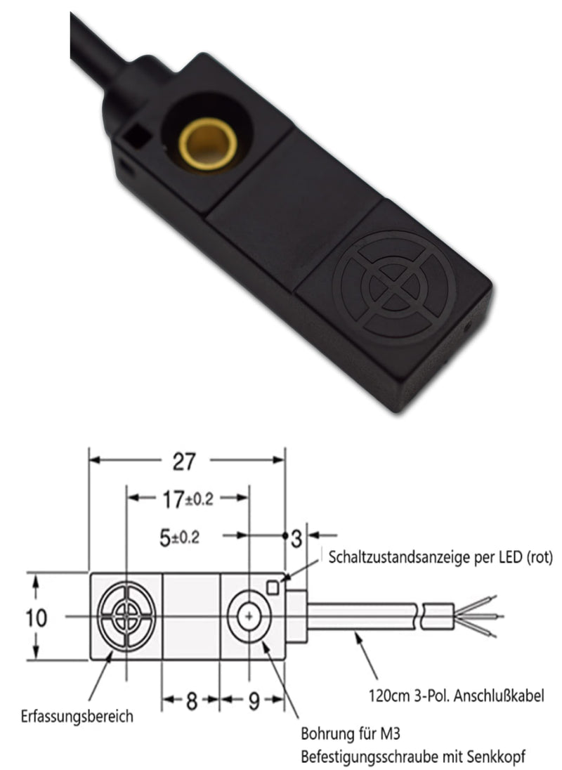  [AUSTRALIA] - Inductive sensor PNP NO compact design IP65 3mm inductive proximity switch proximity sensor (inductive mini sensor - 3mm PNP NO) inductive mini sensor - 3mm PNP NO