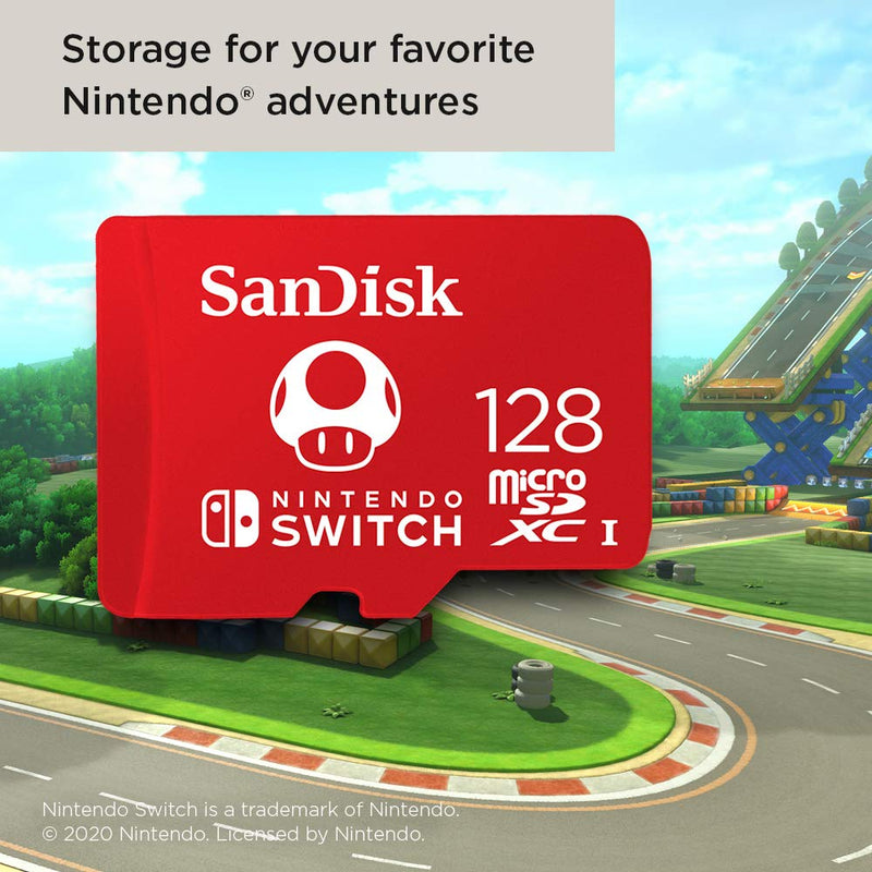  [AUSTRALIA] - SanDisk 128GB microSDXC Card, Licensed for Nintendo Switch - SDSQXAO-128G-GNCZN Super Mario Super Mushroom