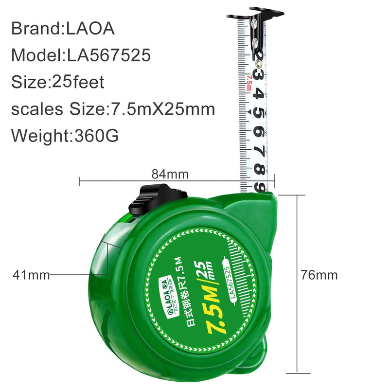  [AUSTRALIA] - LAOA Tape Measures with Safe Self Lock,25-Foot x 1 in 25 feet(7.5M)