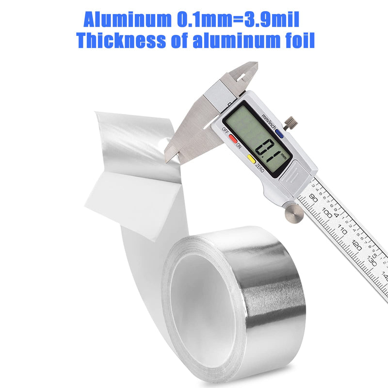  [AUSTRALIA] - Aluminum Tape, 2 inch x 65 Feet Foil Tape (3.9 mil), Insulation Adhesive Metal Tape, High Temperature Heavy Duty HVAC Tape, Silver Tape Aluminum Foil Tape for Ductwork, Dryer Vent, HVAC 2 inch x 65 Ft