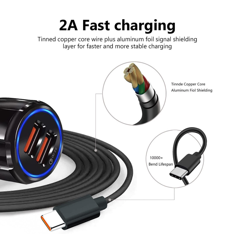  [AUSTRALIA] - Fast Car Charger USB Type C Charging Cable Cord fit for TCL Flip Pro, Alcatel Go Flip 4, Cricket Icon 2/3 Icon 4,Ovation, Ovation 2, Sonim XP8 XP8800, Jitterbug Flip 2 Jitterbug Lively Smart 3 Phone