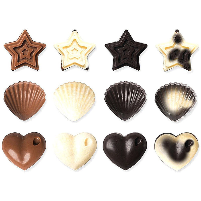  [AUSTRALIA] - Silicone Molds, SENHAI 3 Pack Candy Chocolate Mold Ice Cube Trays Non-Stick Baking Molds for Making Cake Muffin Cupcake Gummies Cookies Jelly - Star, Heart & Seashell Shape, Fun, Toy Kids Set