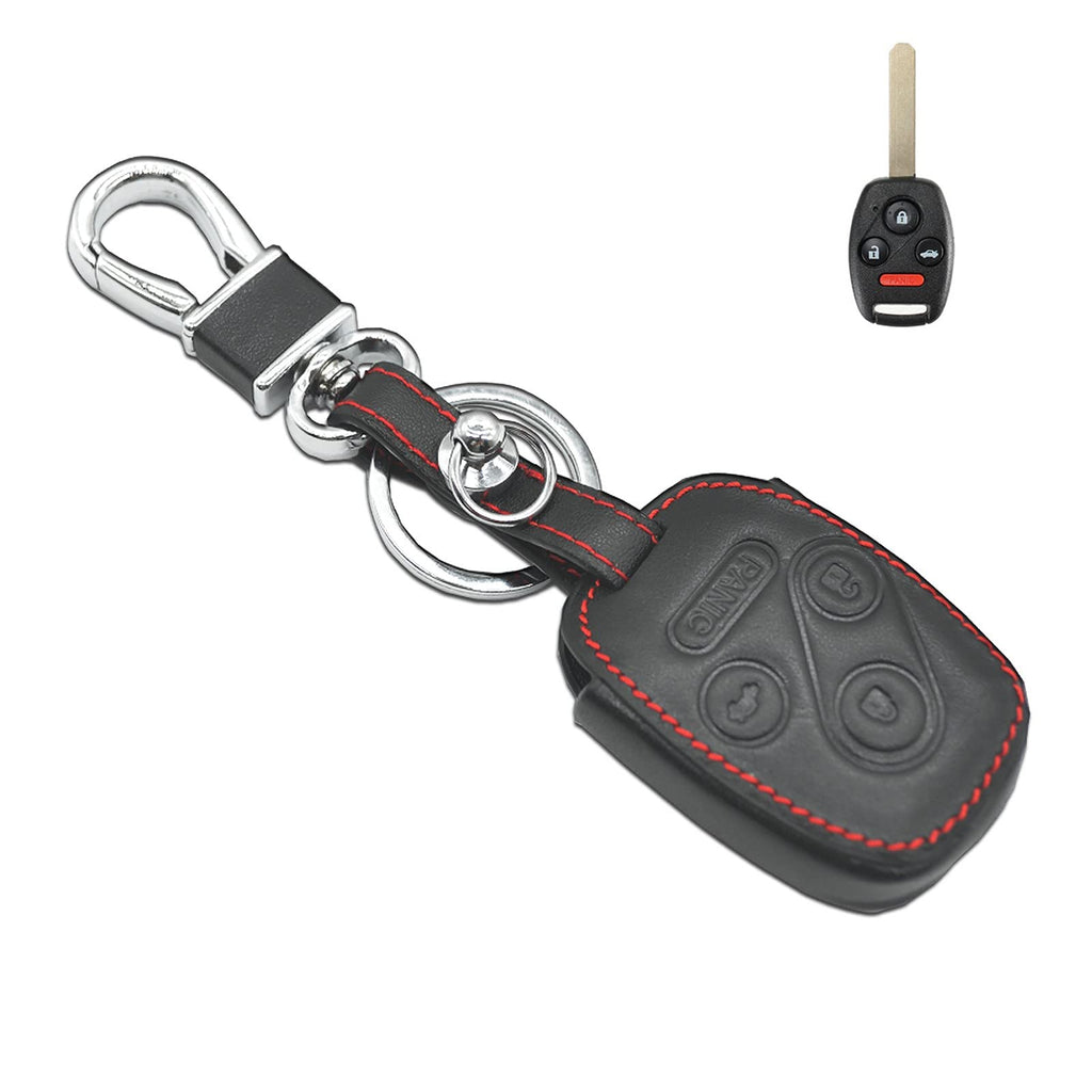  [AUSTRALIA] - MECHCOS Compatible with fit for Honda 3+1 Panic Buttons CRV Accord Civic Polit Remote Control Leather Smart Keyless Entry Remote Control Key Fob Cover Pouch Bag Jacket Case Protector Shell