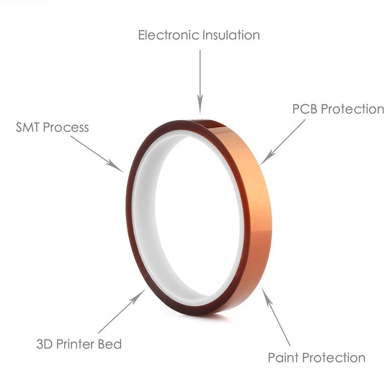  [AUSTRALIA] - High Temp Tape,Polyimide High Resistant Tape Kapton Tape High Temperature Tape with Silicone Adhesive for Masking,Soldering,Electrical, etc(2 Roll x 1/2 inches) 2 Roll X 1/2 inches